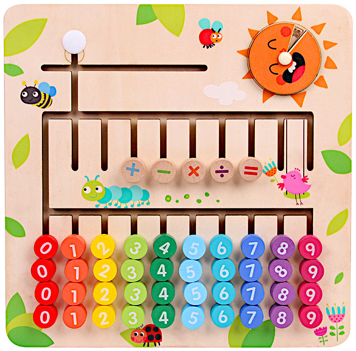 Wooden Montessori Board Counting Beads Number Maths Preschool Kids Toy Gifts